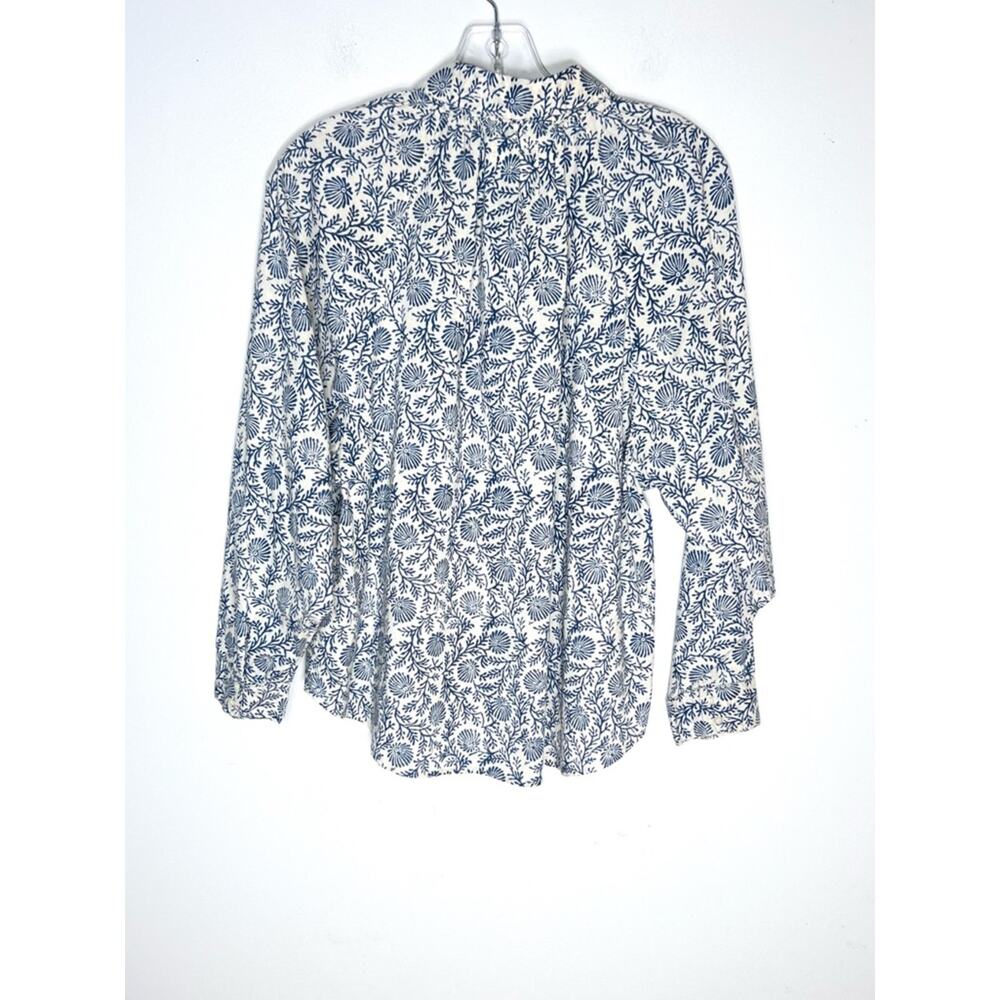 The Great. The Estate Button Up in Feather Grass Block Print Blue Sz 1 (S) - Picture 5 of 7